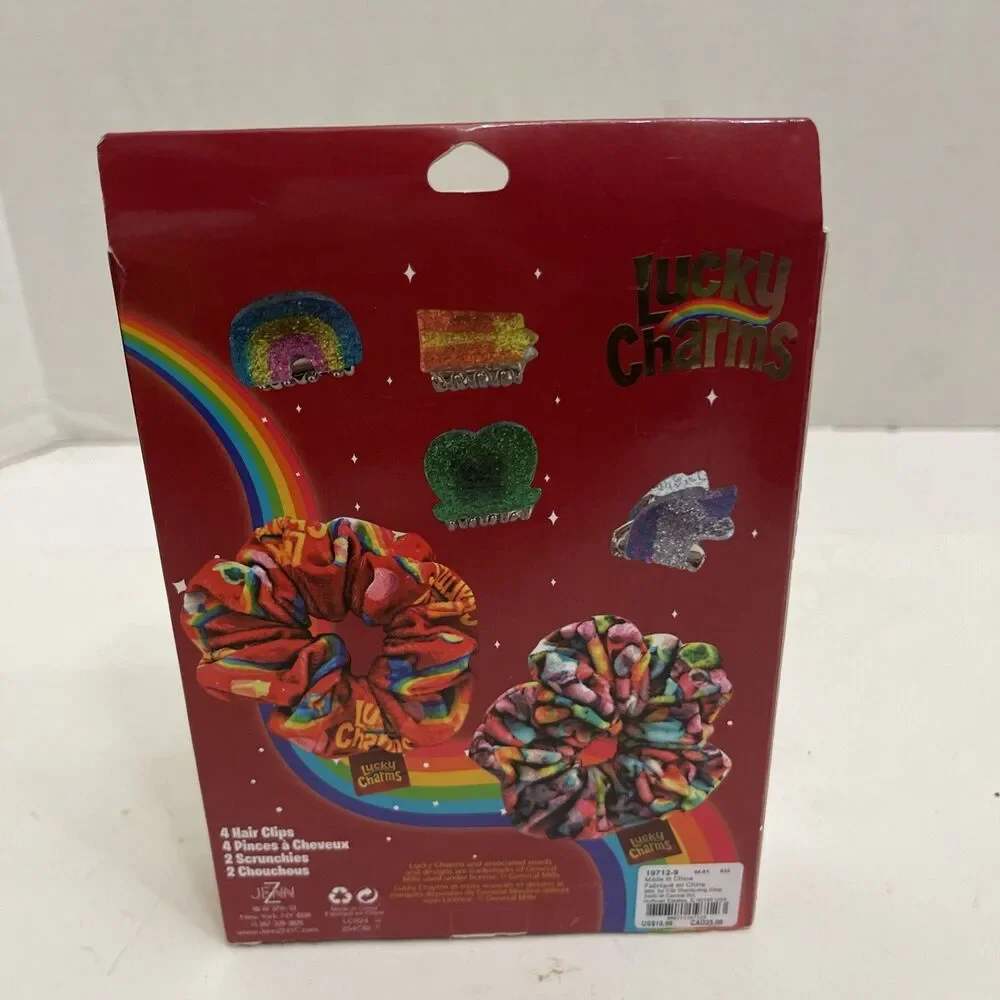 Lucky Charms Cereal 6 Piece Hair Set 2 Scrunchies And 4 Hair Clips Gift Set